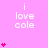 Pink background with repeated 'i love cole' text and varying numbers of pink hearts in vertical