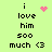 A light green background displays the text "i love him sooo much <3" in black pixelated font, with a pink heart symbol above the first frame and a pink starburst animation effect replacing it in subsequent frames.
