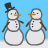 Animated snowman sequence showing multiple poses and interactions against a blue sky background.