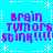 Pixelated text on a bright blue background with white decorative borders, repeating 'brain tumors stink!!!' in purple lettering across four quadrants.