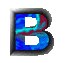 nine identical stylized 'B' icons with blue and red marbled fills, gray borders, and white cutouts on a light gray background