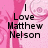 Pixelated pink background with black text reading 'I Love Matthew Nelson' in stacked lines, featuring floral and abstract shapes.