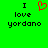 Green background with black text reading "I love yordano" and a red pixelated heart symbol replacing the word 'love' in one version.
