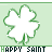 Animated sequence of white four-leaf clovers with green outlines on a light green background, each frame displaying text below the clovers.