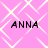Pink background with white geometric lines and four instances of the text 'ANNA' in black pixelated font.
