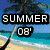 A static image of a beach scene with palm tree, ocean waves, and text overlays reading 'SUMMER 08' on the left and 'Going To Be Awesome!' on the right.