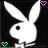 White rabbit silhouette with black eyes and bow tie on black background, four pixelated heart icons in corners.