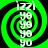 Four identical green and black spiral patterns with white text 'izzl y8 y8 y8 y0' arranged in a on a black background
