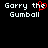 Pixelated text 'Garry the Gumball' appears twice on a black background, with one instance featuring a red heart replacing part of the word 'the'.