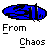 25 pixelated oval icons in various colors, each displaying a stylized face with a vertical blue bar on the right side and the text 'From Chaos' below