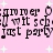 Pixelated text and musical notes on a pink background with white starbursts, repeated in two