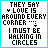 A 5x4 contact sheet of animated frames showing a pixelated text-based icon with changing cyan highlights on the words "LOVE" and "CIRCLES" against a white background.