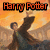 A four- of pixelated text and a figure in a dark robe against an orange sky background