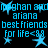 Blue pixelated text and star shapes on black background, repeating 'megan and ariana best friends for life<88' with animated stars.