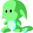 A 48x48 pixel animated buddy icon featuring a green cartoon dragon-like creature on the left and green text reading "Original Icons .com" on a dark green background to the right, displayed as a contact sheet with two frames.