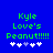 Green pixelated text 'Kyle Love's Peanut!!!!!' on blue background with white and purple star icons below.