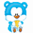 Pixelated blue bear-like character with white face and chest, brown nose, yellow shirt, orange feet, on white background; green text 'Original Icons .com' on dark green background.