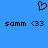 Pixelated black heart symbol above two identical lines of text on solid blue background.