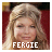 Four 48x48 pixel frames of a woman with blonde hair displayed in a 2x2 contact sheet, each frame featuring the text "FERGIE" in different colors and positions.