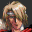 A pixelated animated icon shows a character with long blonde hair and red clothing, transitioning between two poses against dark backgrounds.