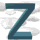 stylized Z letters in varying shades of teal against a background of light gray cloud shapes, with one frame showing a solid gray rectangle