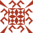 Red and white pixelated pattern with central square divided into four quadrants, surrounded by eight curved red lines extending outward from corners.