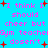 Pixelated text on a bright blue background with red plus signs, repeating 'I think I should cheer but Gym teacher dosen't' in pink letters.