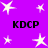 Purple background with white star shapes and black text reading KDCP in four positions.