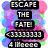 Pixelated text reads 'ESCAPE THE FATE' above a row of arrows and below '4 life 800', set against a multicolored pixelated background.