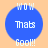 Four identical blue circular icons with white text "WOW Thats Gool!!" on a peach background, arranged in a
