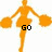 Pixelated orange cheerleader silhouette holding pom-poms with text overlays reading 'GO', 'HORNETS', and 'JUNIOR VARSITY' across different frames.