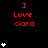 Red text "I Love ciara" on black background with white heart symbols in a pattern, some hearts animated to change count