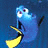 Blue fish character with wide eyes and open mouth holding yellow object against dark blue background, text "I speak whale!" in blue letters on white below