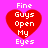 Four identical red heart-shaped icons with white text "Fine Guys Open My Eyes" on a bright pink background, arranged in two of two