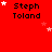Red background with repeated 'Steph Toland' text and white/pink stars in a pattern, showing animation changes across observations