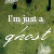 Pixelated static icon with white text on a green background reading "I'm just a ghost" in two lines, featuring a diagonal slash separating the phrases.