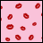 Two animated frames of a buddy icon showing red lips on pink background with varying lip count and size across frames.