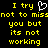 Yellow pixelated text on black background with a white heart symbol replacing 'to' in 'I try to miss you but its not working'.