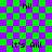 Green and purple checkered background with repeated text 'hi!' and 'it's Ali!' in black pixelated font, animated overlay shifts across the image