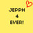 Yellow background with black pixelated text 'JEPH 4 EVER!' and a red heart symbol above the left instance of 'JEPH'.