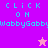 Pixelated graphic with cyan text 'CLICK ON WabbyGabbo' on purple and pink backgrounds, featuring a star icon that changes color between frames.