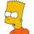 Pixelated cartoon character with yellow skin, orange shirt, and spiky hair in profile view facing left.