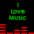 Green 'Love Music' text and red audio equalizer bars on black background, with equalizer bars changing across frames.