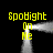 Yellow text "Spotlight On Me" appears in four corners of a black background with gray spotlight beams forming a square frame.