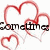 Red heart outlines overlay black text fragments on a white background, with partial phrases visible across the image.
