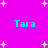 A static image with a bright pink background featuring four instances of the text 'Tara' in cyan, surrounded by white pixelated stars.