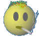 Yellow circular face with dark oval eyes and a cigarette in its mouth, emitting smoke from the left side of the frame.