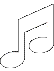 white musical notes on a gray background, each note in different 3D orientations with subtle shading variations