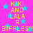 Pixelated text and stars on a bright pink background with no visible motion changes.