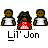 Animated contact sheet of a pixel art buddy icon featuring repeated 'Lil' Jon' text and character sprites with Confederate flag animation, displayed in 4x3 grid layout on gray background.